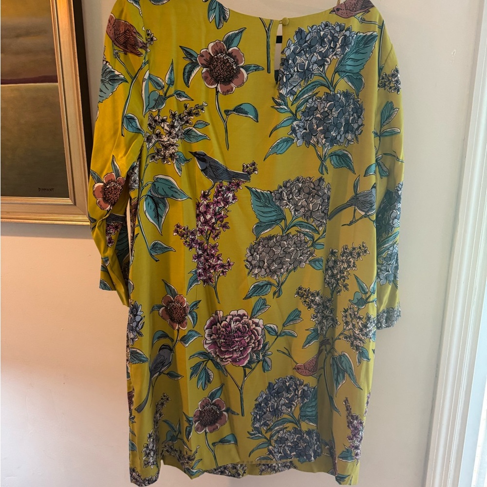 Boden Long Sleeve Floral Dress in Mustard and Purple - Picture 2 of 4